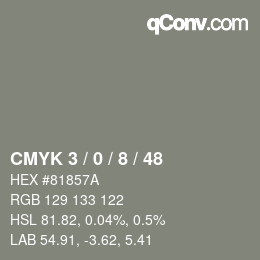 颜色代码: CMYK 3 / 0 / 8 / 48 | qconv.com