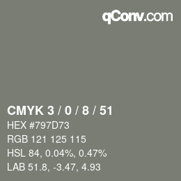 Color code: CMYK 3 / 0 / 8 / 51 | qconv.com