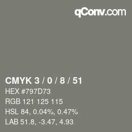 Color code: CMYK 3 / 0 / 8 / 51 | qconv.com
