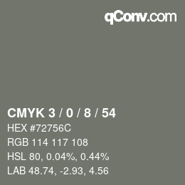 Color code: CMYK 3 / 0 / 8 / 54 | qconv.com