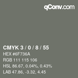 Color code: CMYK 3 / 0 / 8 / 55 | qconv.com