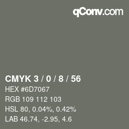 カラーコード: CMYK 3 / 0 / 8 / 56 | qconv.com