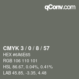 カラーコード: CMYK 3 / 0 / 8 / 57 | qconv.com