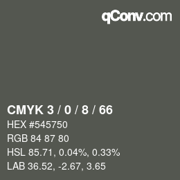 カラーコード: CMYK 3 / 0 / 8 / 66 | qconv.com