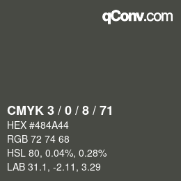 Color code: CMYK 3 / 0 / 8 / 71 | qconv.com