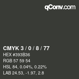 颜色代码: CMYK 3 / 0 / 8 / 77 | qconv.com