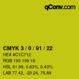 Color code: CMYK 3 / 0 / 91 / 22 | qconv.com
