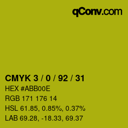 カラーコード: CMYK 3 / 0 / 92 / 31 | qconv.com