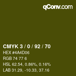 颜色代码: CMYK 3 / 0 / 92 / 70 | qconv.com