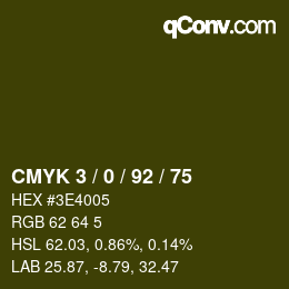 カラーコード: CMYK 3 / 0 / 92 / 75 | qconv.com