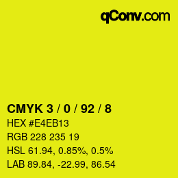 Farbcode: CMYK 3 / 0 / 92 / 8 | qconv.com