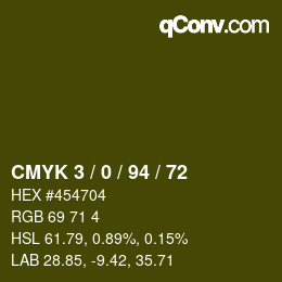 Color code: CMYK 3 / 0 / 94 / 72 | qconv.com