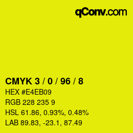 颜色代码: CMYK 3 / 0 / 96 / 8 | qconv.com