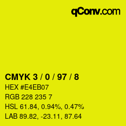 カラーコード: CMYK 3 / 0 / 97 / 8 | qconv.com