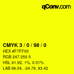 Color code: CMYK 3 / 0 / 98 / 0 | qconv.com