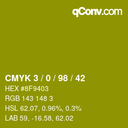 Color code: CMYK 3 / 0 / 98 / 42 | qconv.com