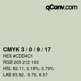カラーコード: CMYK 3 / 0 / 9 / 17 | qconv.com