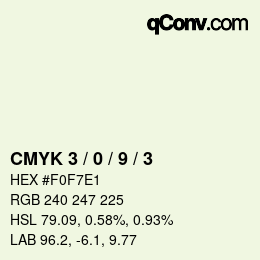 Farbcode: CMYK 3 / 0 / 9 / 3 | qconv.com