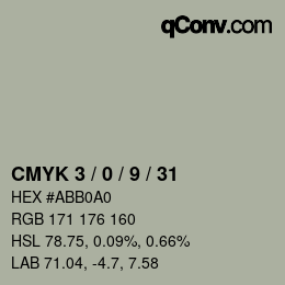 カラーコード: CMYK 3 / 0 / 9 / 31 | qconv.com