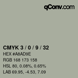 颜色代码: CMYK 3 / 0 / 9 / 32 | qconv.com