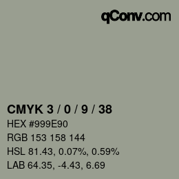 カラーコード: CMYK 3 / 0 / 9 / 38 | qconv.com