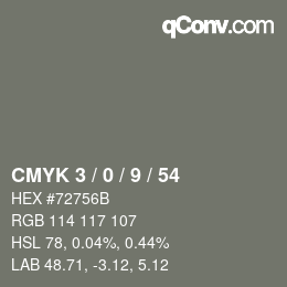 Color code: CMYK 3 / 0 / 9 / 54 | qconv.com