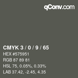 カラーコード: CMYK 3 / 0 / 9 / 65 | qconv.com