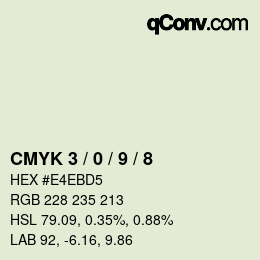 カラーコード: CMYK 3 / 0 / 9 / 8 | qconv.com