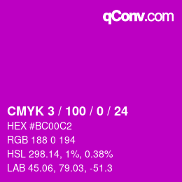 Color code: CMYK 3 / 100 / 0 / 24 | qconv.com