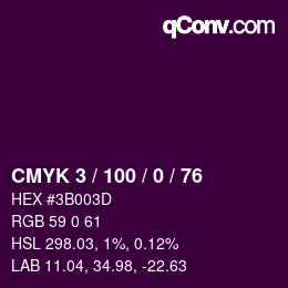 Color code: CMYK 3 / 100 / 0 / 76 | qconv.com