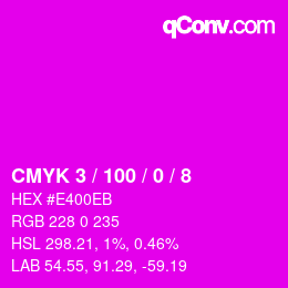 カラーコード: CMYK 3 / 100 / 0 / 8 | qconv.com