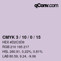 カラーコード: CMYK 3 / 10 / 0 / 15 | qconv.com