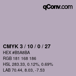 カラーコード: CMYK 3 / 10 / 0 / 27 | qconv.com