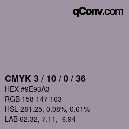颜色代码: CMYK 3 / 10 / 0 / 36 | qconv.com