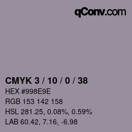 カラーコード: CMYK 3 / 10 / 0 / 38 | qconv.com