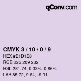 カラーコード: CMYK 3 / 10 / 0 / 9 | qconv.com