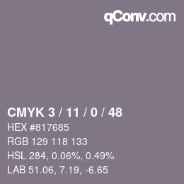 Color code: CMYK 3 / 11 / 0 / 48 | qconv.com