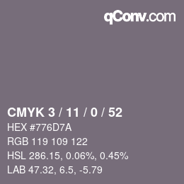 Color code: CMYK 3 / 11 / 0 / 52 | qconv.com