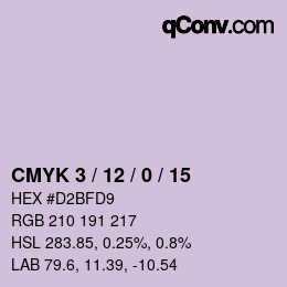 カラーコード: CMYK 3 / 12 / 0 / 15 | qconv.com