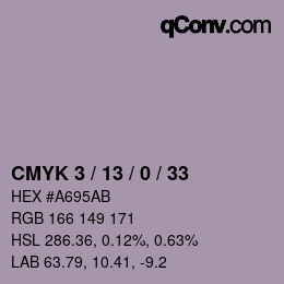 カラーコード: CMYK 3 / 13 / 0 / 33 | qconv.com