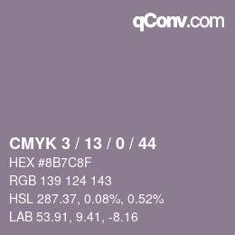 颜色代码: CMYK 3 / 13 / 0 / 44 | qconv.com
