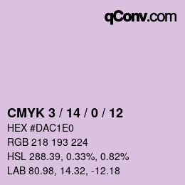 颜色代码: CMYK 3 / 14 / 0 / 12 | qconv.com