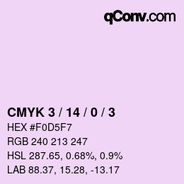 カラーコード: CMYK 3 / 14 / 0 / 3 | qconv.com