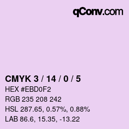 Color code: CMYK 3 / 14 / 0 / 5 | qconv.com