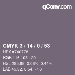 カラーコード: CMYK 3 / 14 / 0 / 53 | qconv.com