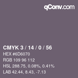カラーコード: CMYK 3 / 14 / 0 / 56 | qconv.com