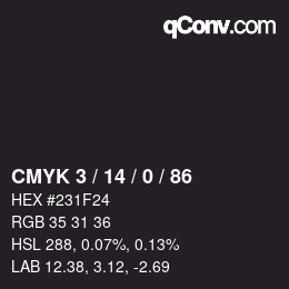 Color code: CMYK 3 / 14 / 0 / 86 | qconv.com