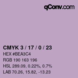 カラーコード: CMYK 3 / 17 / 0 / 23 | qconv.com