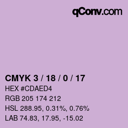 颜色代码: CMYK 3 / 18 / 0 / 17 | qconv.com