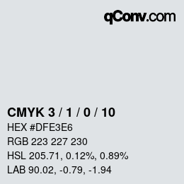 カラーコード: CMYK 3 / 1 / 0 / 10 | qconv.com